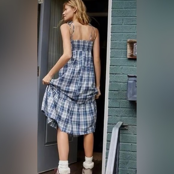 Anthropologie Dresses & Skirts - Anthropologie plaid blue babydoll dress